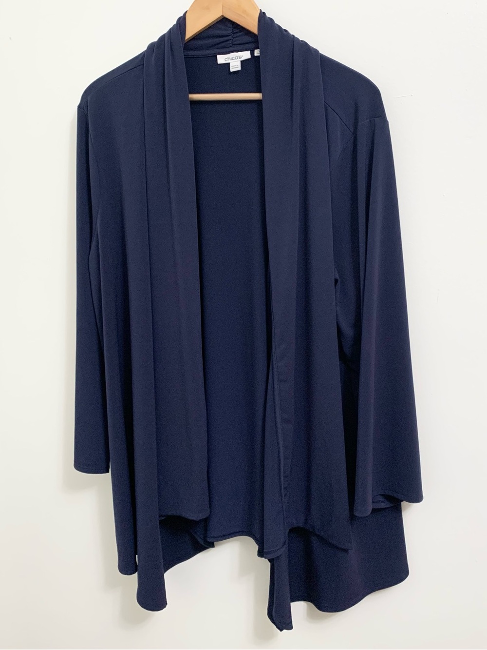 Chicos Long Fly Away Cardigan Open Flowy 4 - XXL Navy Blue